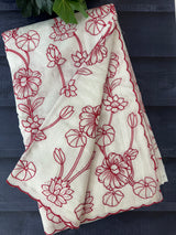 Netkota embriodery saree  MSH119 Red & White