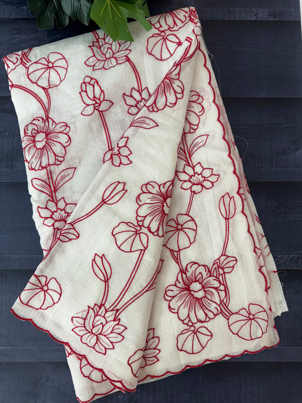 NetKota embriodery saree  MSH119 Red & White