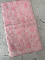 Moonga Kota checks saree with applique woek MMC457 - PastelPeachPink