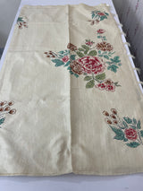 Blended soft tussar saree with prints,knot and kanta embriodery - MS8669 Cream