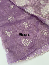 Crush Organza Applique work saree MS14987 - DarkLavender