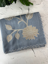 Blended Tussar silk saree with tissue applique work- MSH193 DuskyBlue