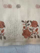 Crushed Matka Blended Tussar silk saree with embroidery MS4890 - Ivory