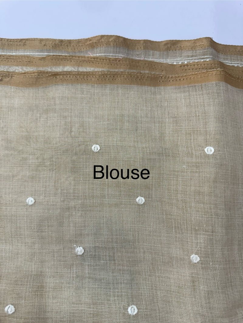 Tissue linen saree with chikankari borders MLS8976