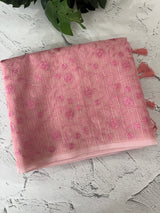 Moonga checks saree with embroidery MSH219 - Pink1
