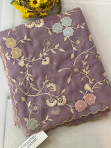 Pure Georgette saree with embriodery and applique work MS15567 Mauve