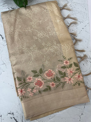 Tissue silk saree with embroidery MSH235