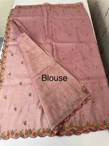 Crush Organza embroidery saree MS14567 OnionPink