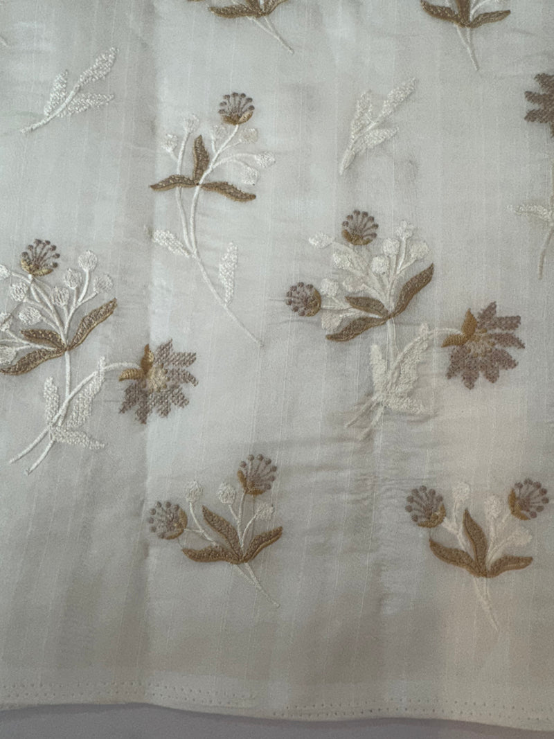 Crushed Blended tussar silk saree with embroidery- MSB7654 White