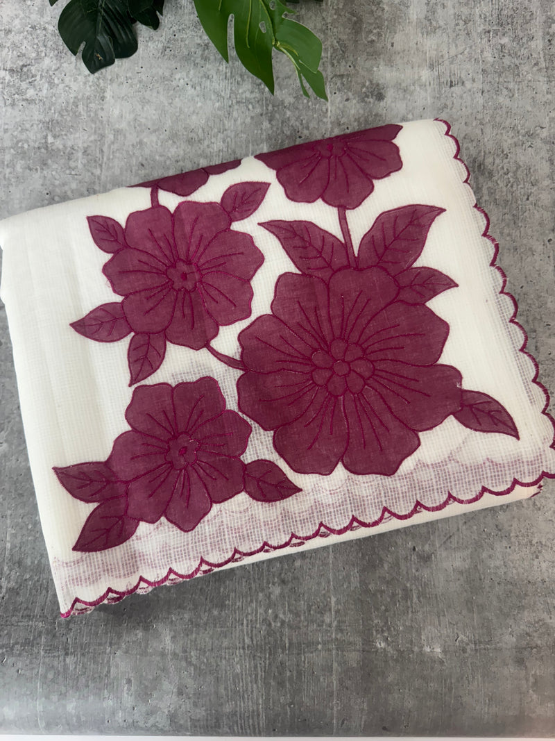 NetKota Applique work saree  MSH138- Dark Berry