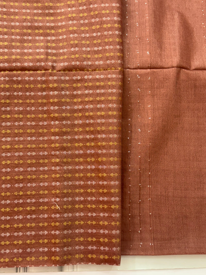 Semi tussar saree with thread work SBHMSH CinnamonBrown