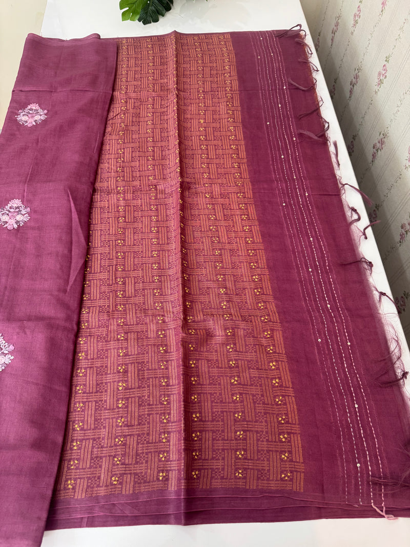 Semi tussar saree with Handwork MS44500