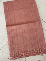 Semi tussar saree with cutwork MSHK566 DustyPeach