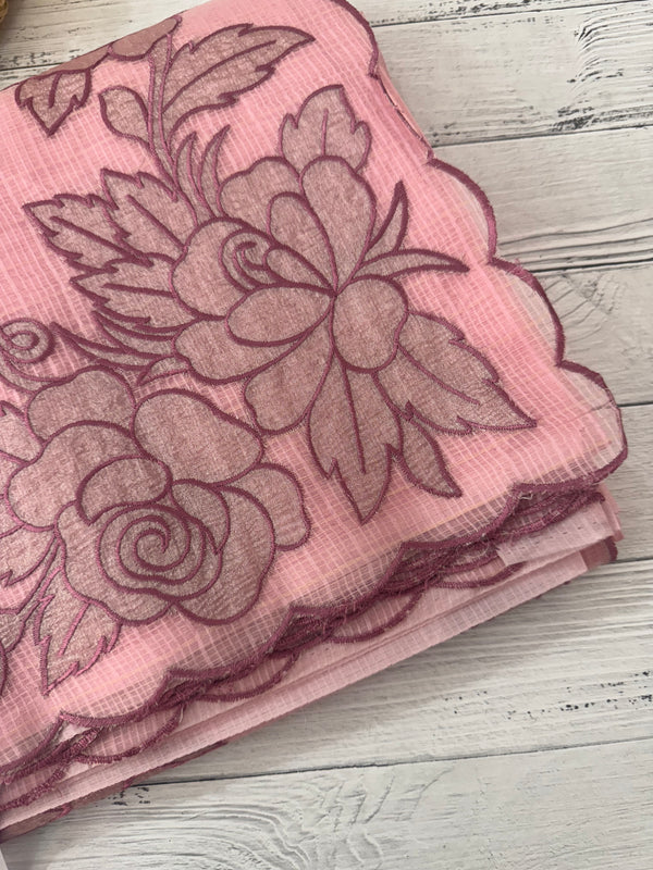 NetKota Applique work saree  MS6798- Pink