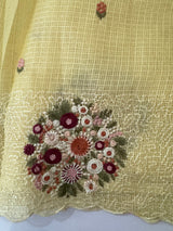 Silky kota embroidery saree MS5407 - Yellow