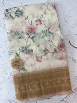 Chanderi digital printed saree with chikankari embriodery MSH171