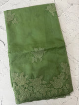 Soft organza saree with applique work - MCW225 DuskyGreen