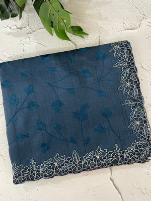 Blended tussar saree with cutwork border- MSHK266