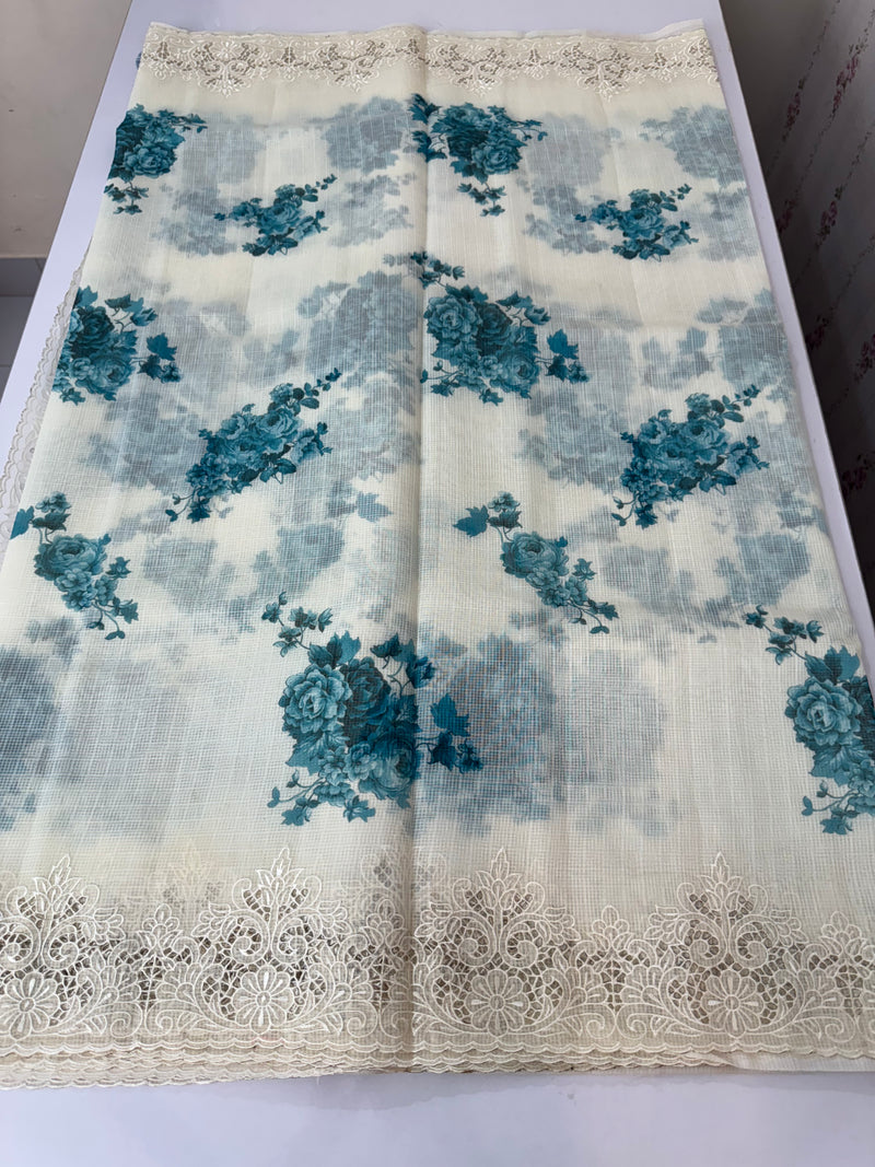 Cutwork Soft kota silk saree with digital prints MSH121
