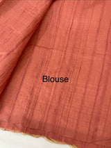 Blended art tussar silk saree with embroidery- MS1090 DarkPeach