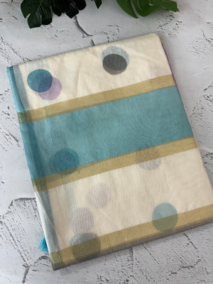 Semi chanderi saree with multi color polka dots- MSF334