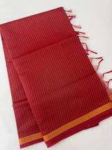 Mangalagiri Silk Cotton Saree with zari checks MS90321 DarkPeach