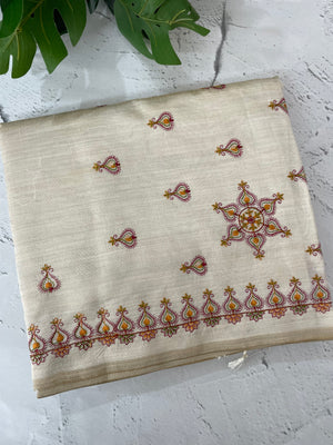 Blended semi tussar silk saree with embroidery MSJ679(4)