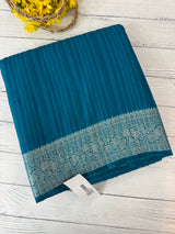 Crepe Banarasi viscose Georgette saree with brocade blouse MS953211- TealBlue