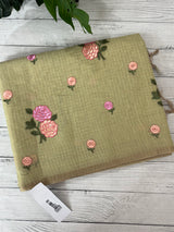 Tissue mix Soft silk saree with embroidery MS8189- PastelGreen