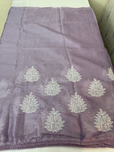 Soft kota checks saree with embroidery - SVTS23 Lavender