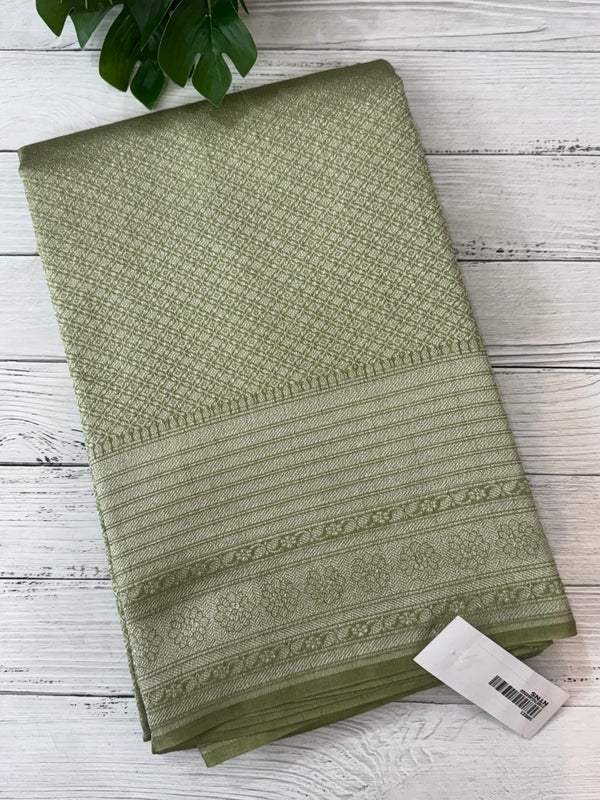 Banarasi semi katan saree in silver zari MS14667 -PastelGreen(1)