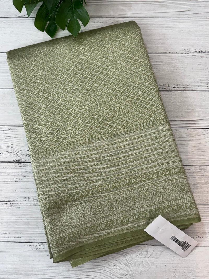 Banarasi semi katan saree in silver zari MS14667 -PastelGreen(1)