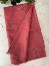 Organza saree with embroidery - MSH375 DarkPink