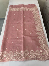 Soft Chanderi saree with embroidery borders- MCK77 PeachPink