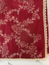 Blended tussar silk saree with embroidery- MSH158 MaroonRed