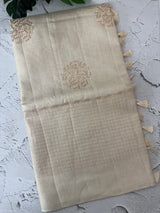 Blended tussar saree with zari embriodery - MS8665 (5) Pearl Cream