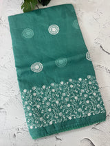 Soft kota checks saree with embroidery - MS7676 TealGreen