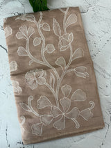 Blended Malai chanderi saree with applique work saree  MSM5676 - PastelBrown