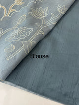 Blended Tussar silk saree with tissue applique work- MSH193 DuskyBlue