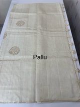 Blended tussar saree with zari embriodery - MS8665 (5) Pearl Cream