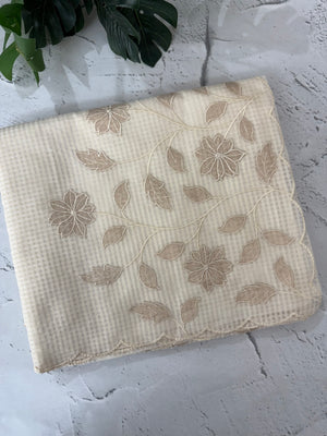 Moonga Kota checks saree with applique work MMC457 Ivory