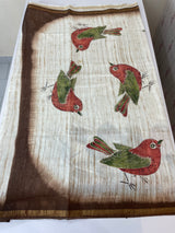 Semi tussar saree with hand painting, kanta embroidery and Pita work MS3433