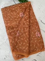 Soft kota checks saree with embroidery - MS7676