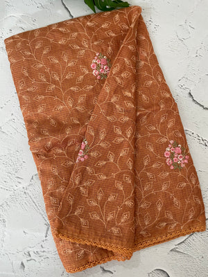 Soft kota checks saree with embroidery - MS7676
