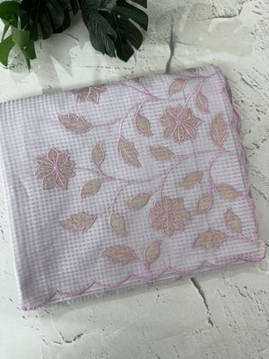 Moonga Kota checks saree with applique work MMC457 Lavender