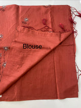 Butter silk saree with embroidery MTS569