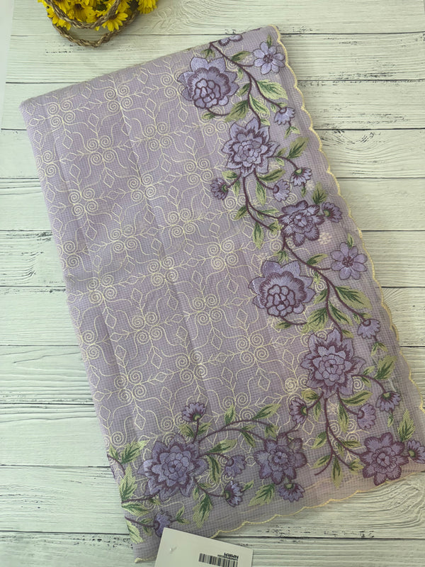 Phulkari NetKota embroidery saree - MPKS905 Lavender
