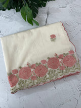 Mul chanderi embriodery saree with scalloped borders MSH176