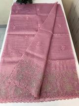 Crush Organza applique work saree MS14589