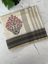 Blended tussar silk saree with embroidery- MSH490